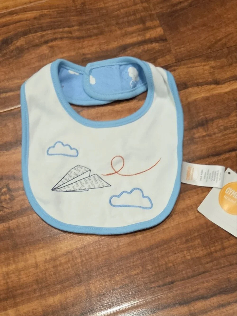 Gymboree NWT Newborn Blue Paper Airplane Footie Romper, Hat and Bib